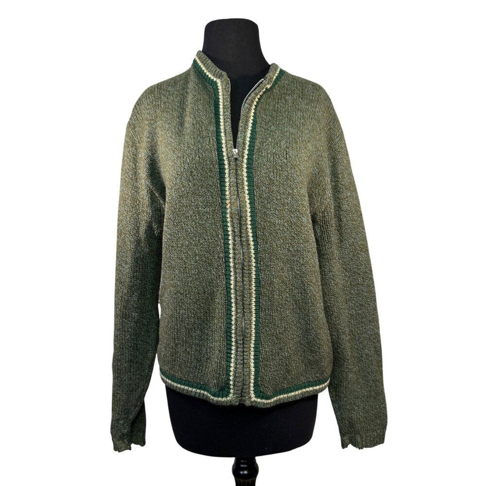 Vintage Indian Brand Size Large Wool & Mohair Womens Cardigan Sweater With Zippe